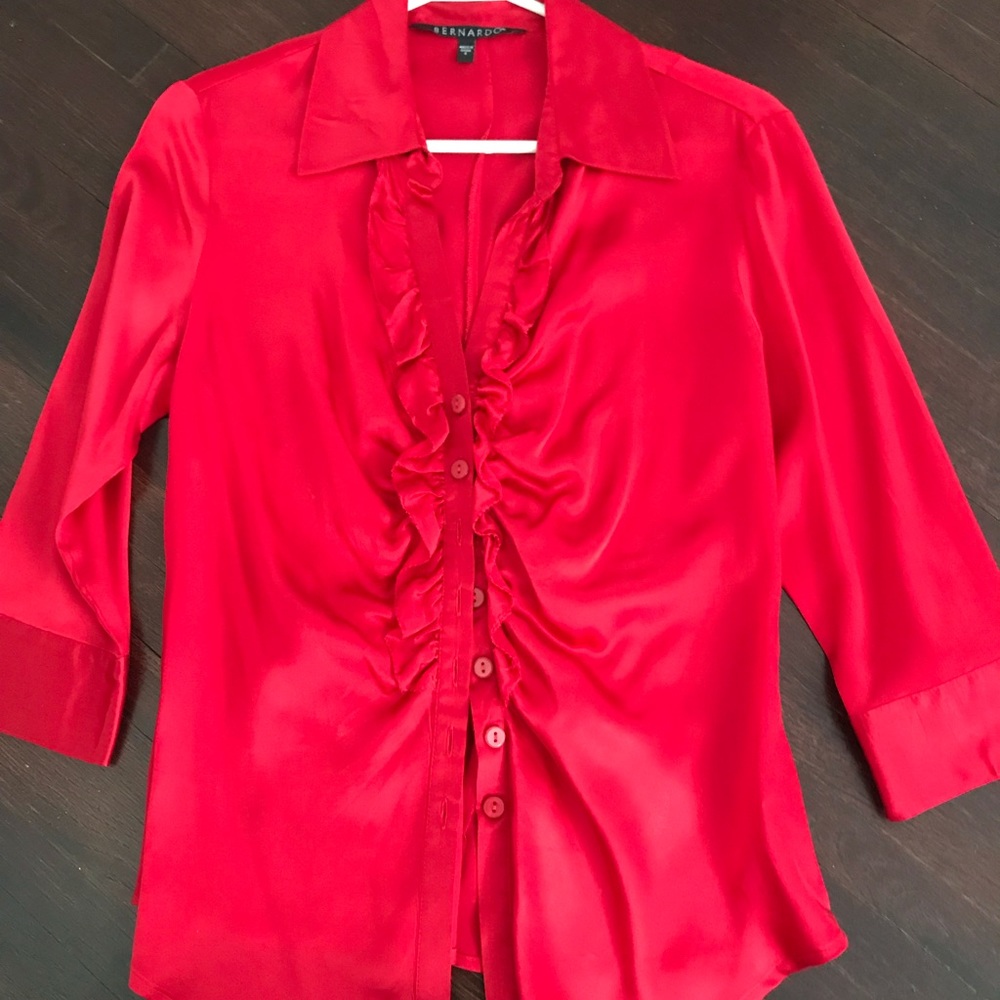 Red Silk Blouse